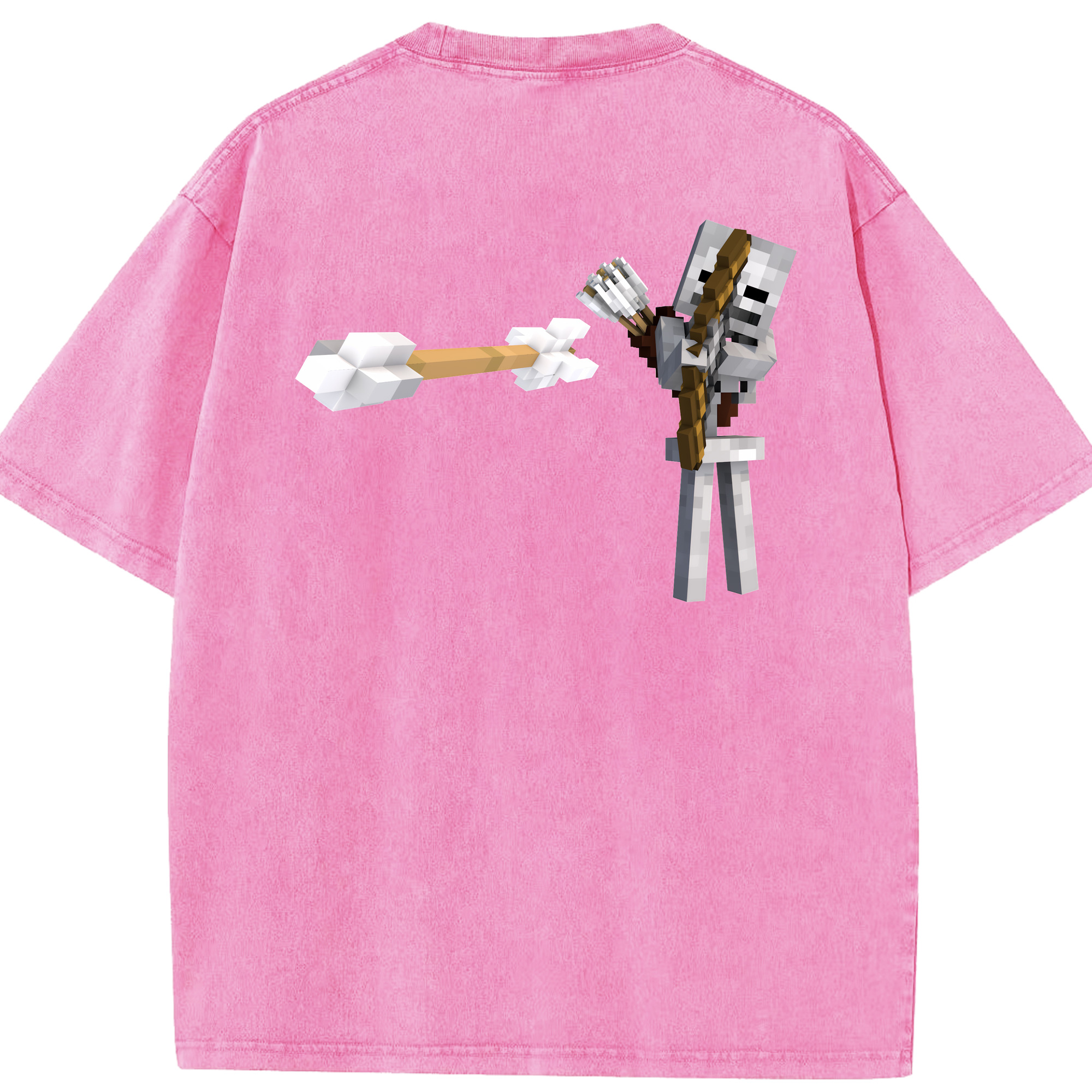 （画像用） マインクラフト ブロックの世界 Minecraft MC Block world 綿100% ヴィンテージ風 半袖Tシャツ（背面プリント）